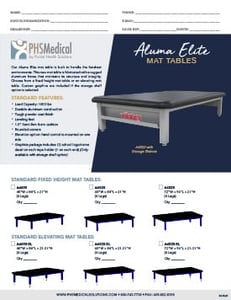 Aluma Elite Mat Table Data Sheet