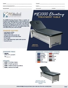 ME2000 Elevating Treatment Table Data Sheet
