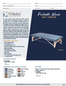 Portable Wood Mat Table Data Sheet