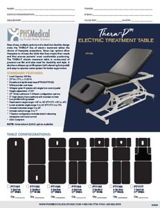 Thera-P Electric Treatment Table Data Sheet