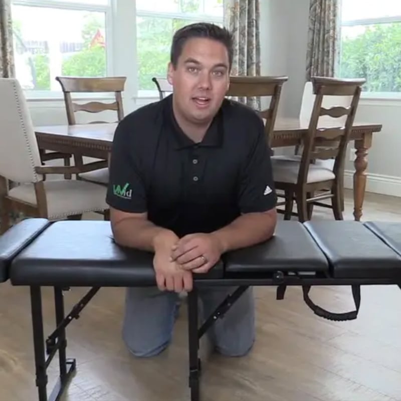 Dr. Beau Pierce with the Basic Pro Chiropractic Table